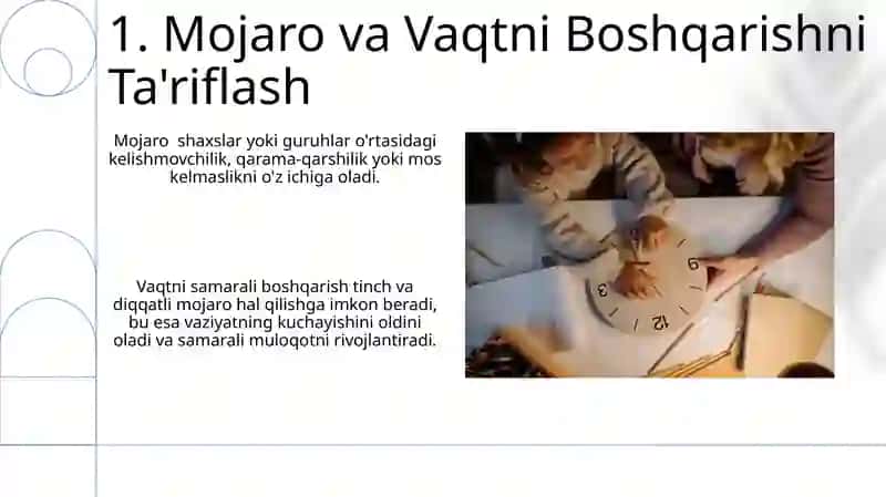 Mojaro va Vaqtni Boshqarishni Ta'riflash 3