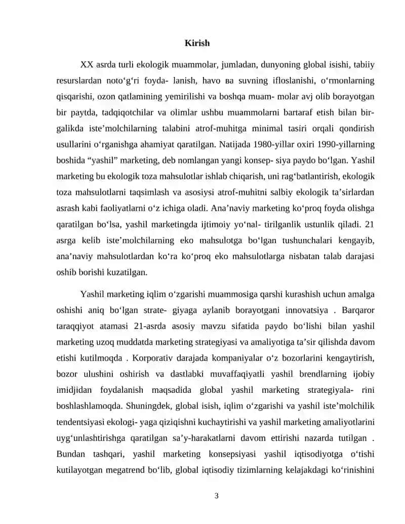 Ekologik marketing: muammolar va rivojlanish istiqbollari (muayyan tashkilot misolida) 3
