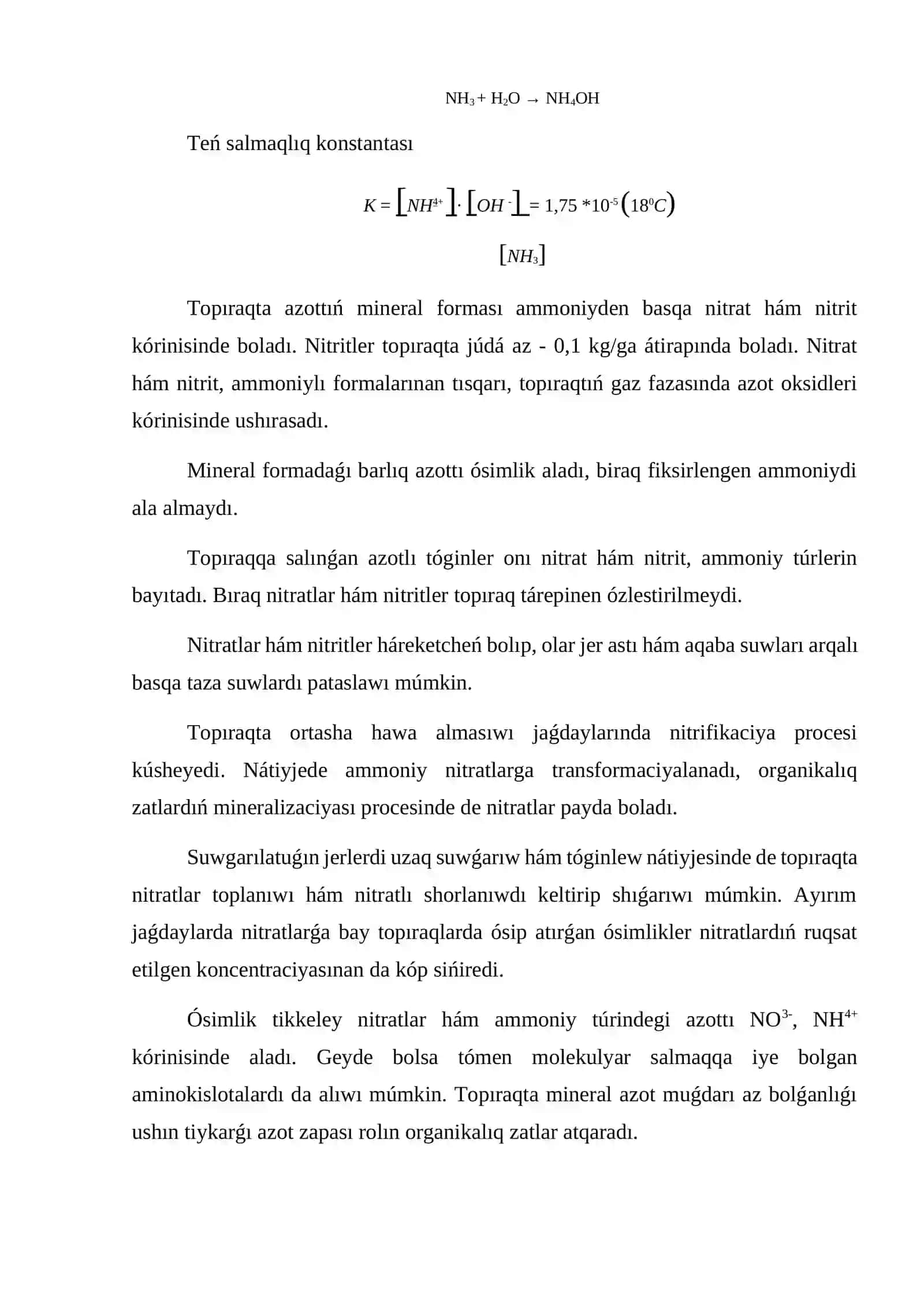 Topıraq azıqlıq elementleri. Topıraqta azot 3