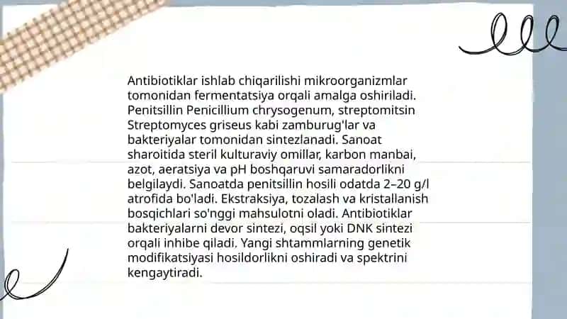 Mikroorganizmlarning hayot faoliyatida ishlab chiqaradigan mahsulotlar 3