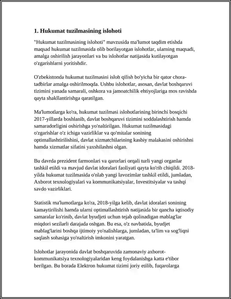 MUSTAQILLIK YILLARIDA DAVLAT BOSHQARUVI TIZIMIDA AMALGA OSHIRILGAN ISLOHOTLAR 3