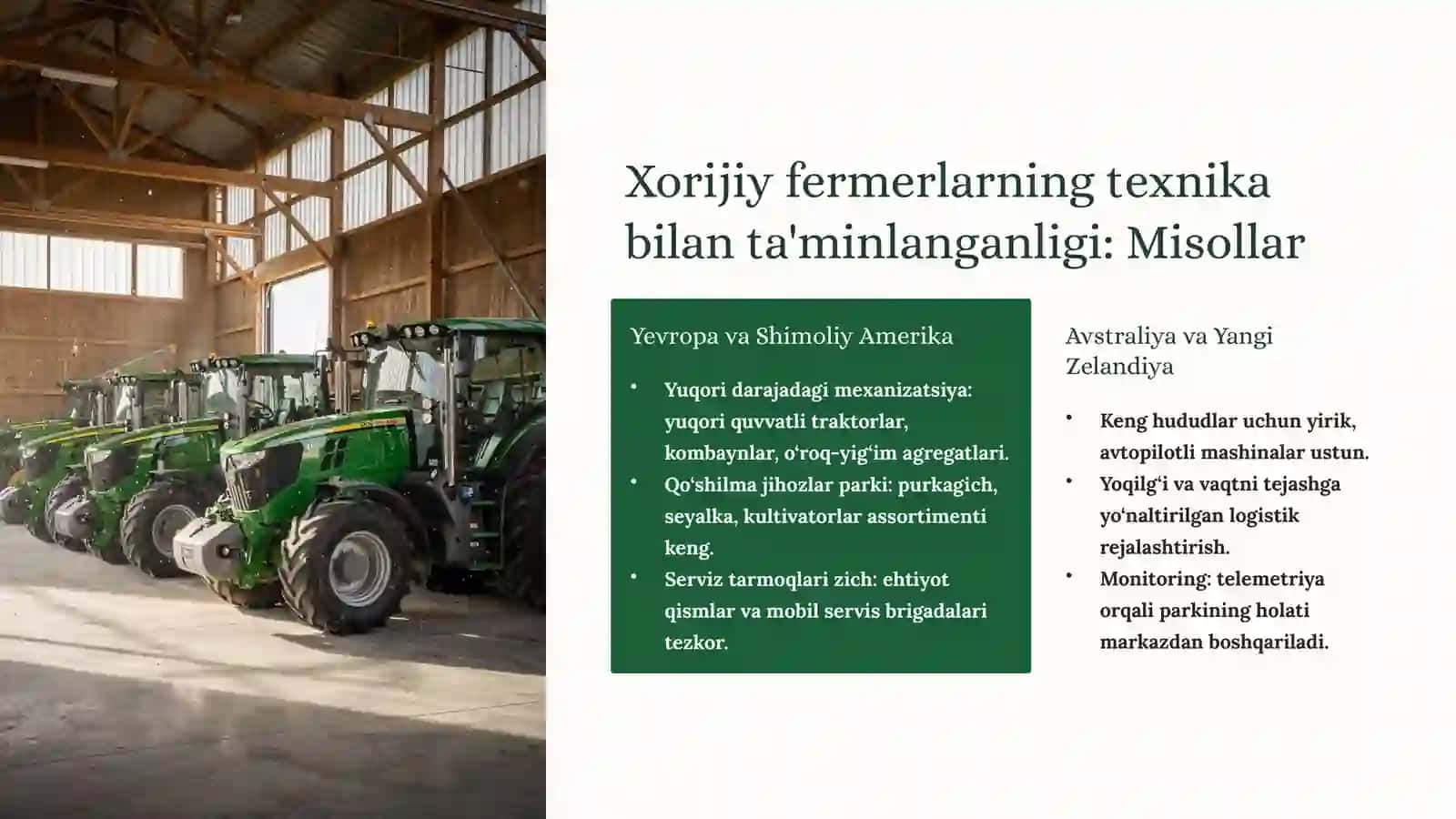 Jahon qishloq xo'jaligida texnik innovatsiyalar: Global tendensiyalar 3