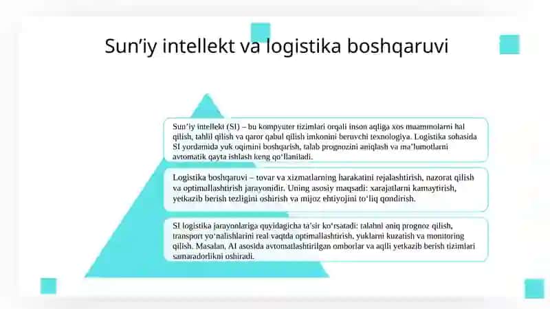 Sun’iy intellekt asosida logistika boshqaruvi 3