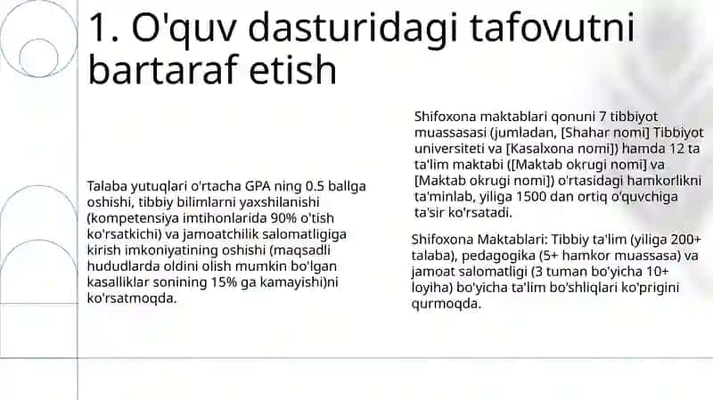 Shifoxona maktablari tibbiyot muassasasi va taʼlim maktablari 3