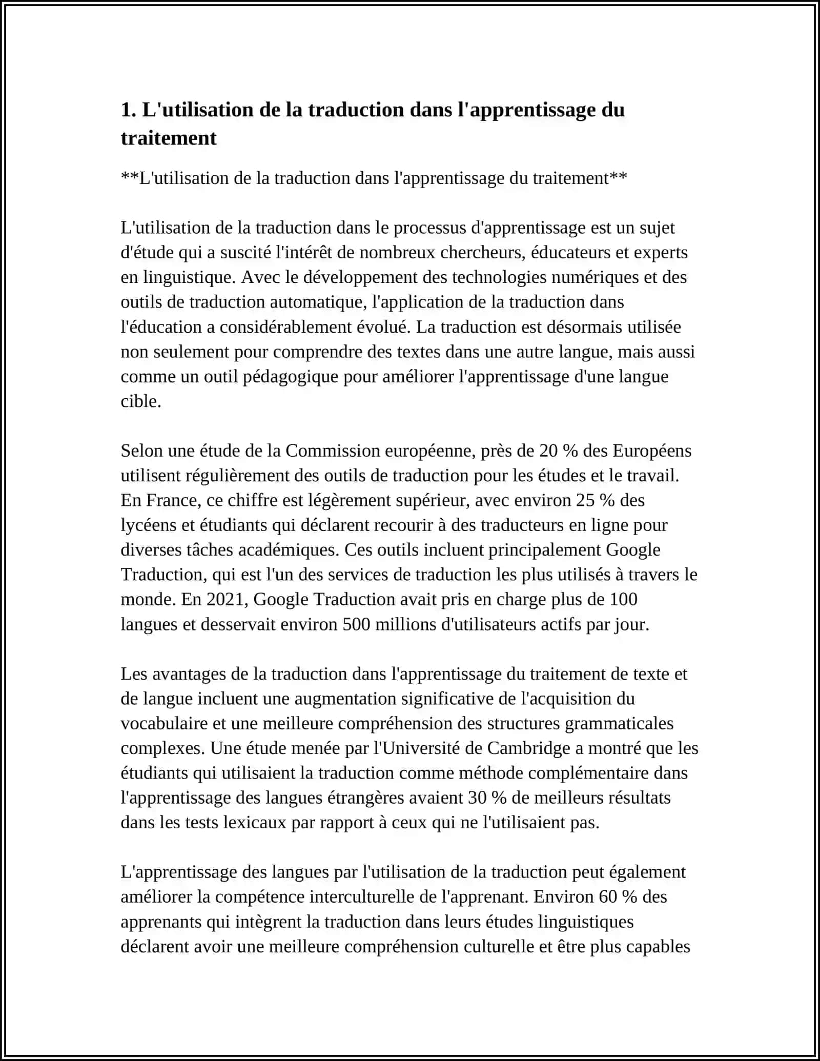 L'utilisation de la traduction dans l'apprentissage du traitement 3