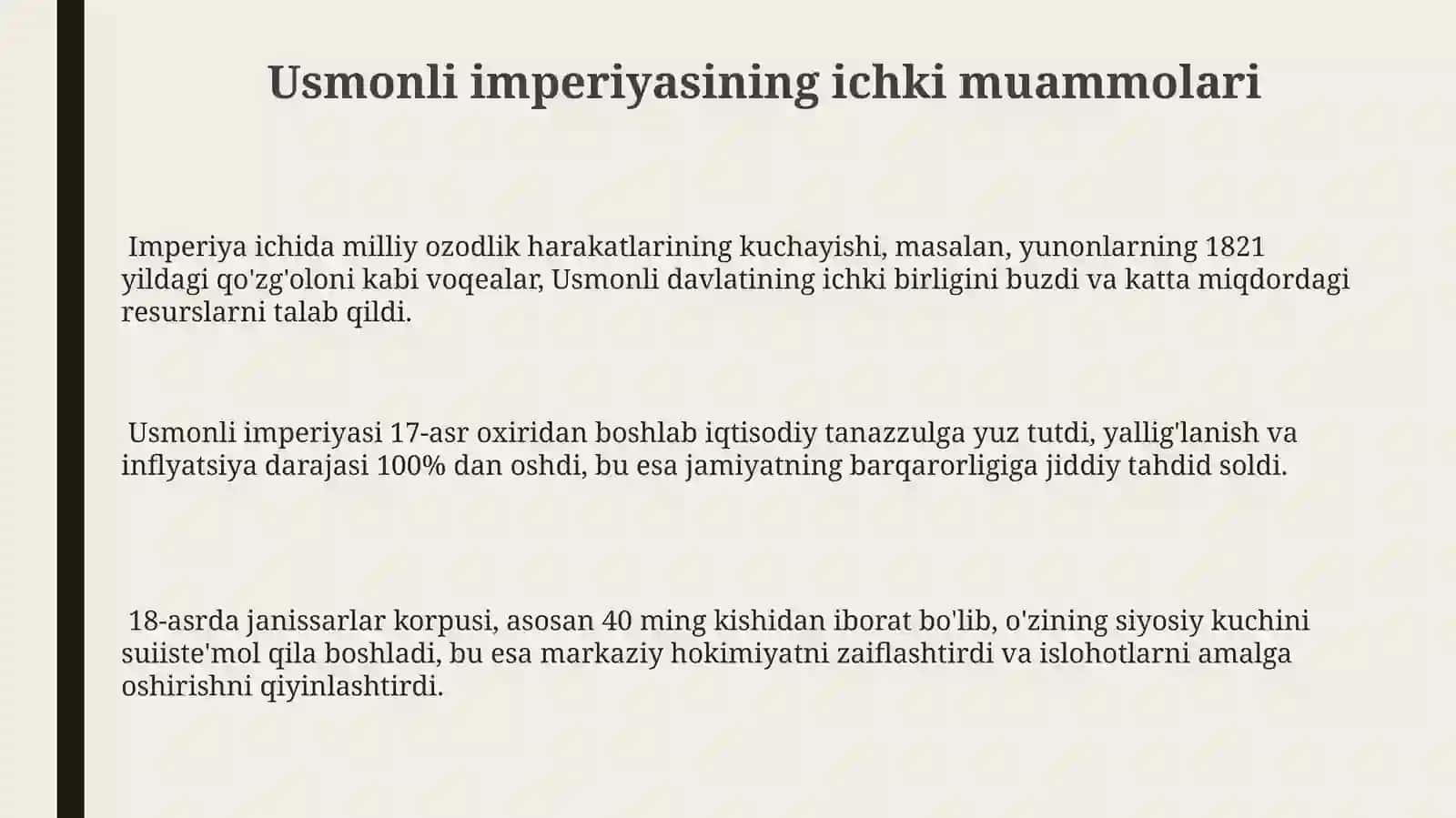Usmoniylar imperiyasi va uning tanazzulga uchrashi 3