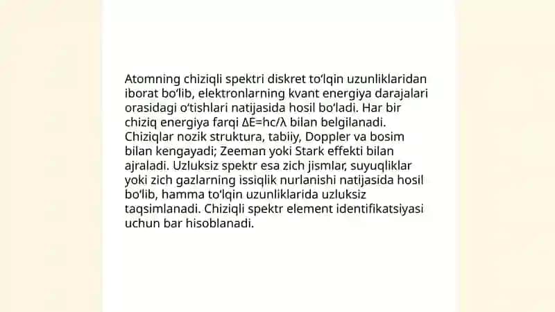Element atomlarining spektrlari. Mozli qonuni 3