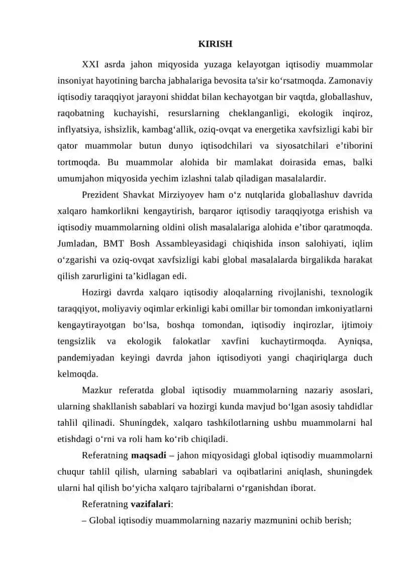 JAHONNING GLOBAL IQTISODIY MUAMMOLARI 3
