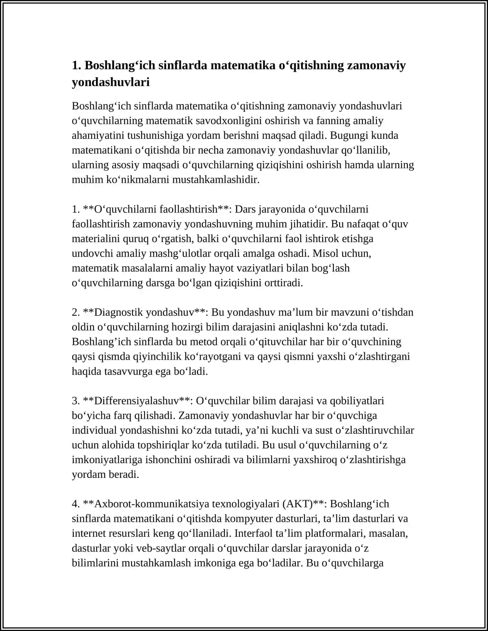 XALQARO VA RESPUBLIKA MIQYOSIDA O‘TKAZILAYOTGAN ILMIY ANJUMANLARLARGA BOSHLANG‘ICH SINFLARDA MATEMATIKANI O‘QITISH METODIKASIGA DOIR TEZISLAR TAYYORLASH 3