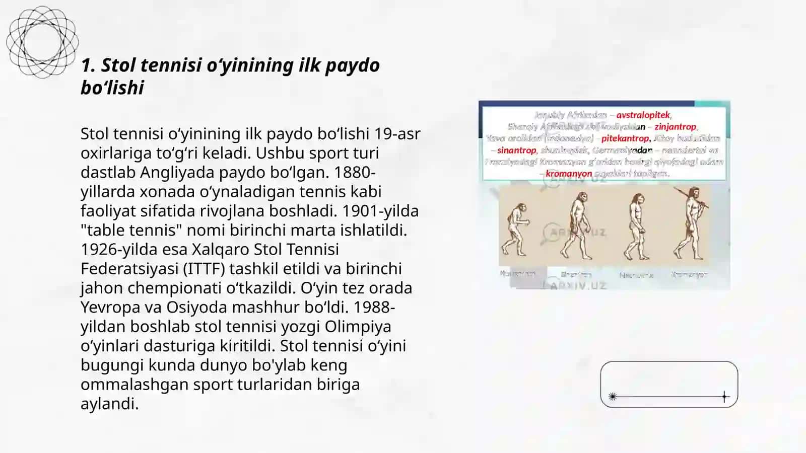 Stol tennisi oʻyinining kelib chiqishi va rivojlanish tarixi 3