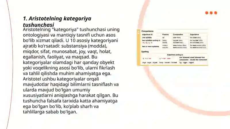 Aristotel Farobiy va Kantning ontologiyasida kategoriyalar tasnifini qiyosiy tahlil etish va farqlarini aniqlash 3