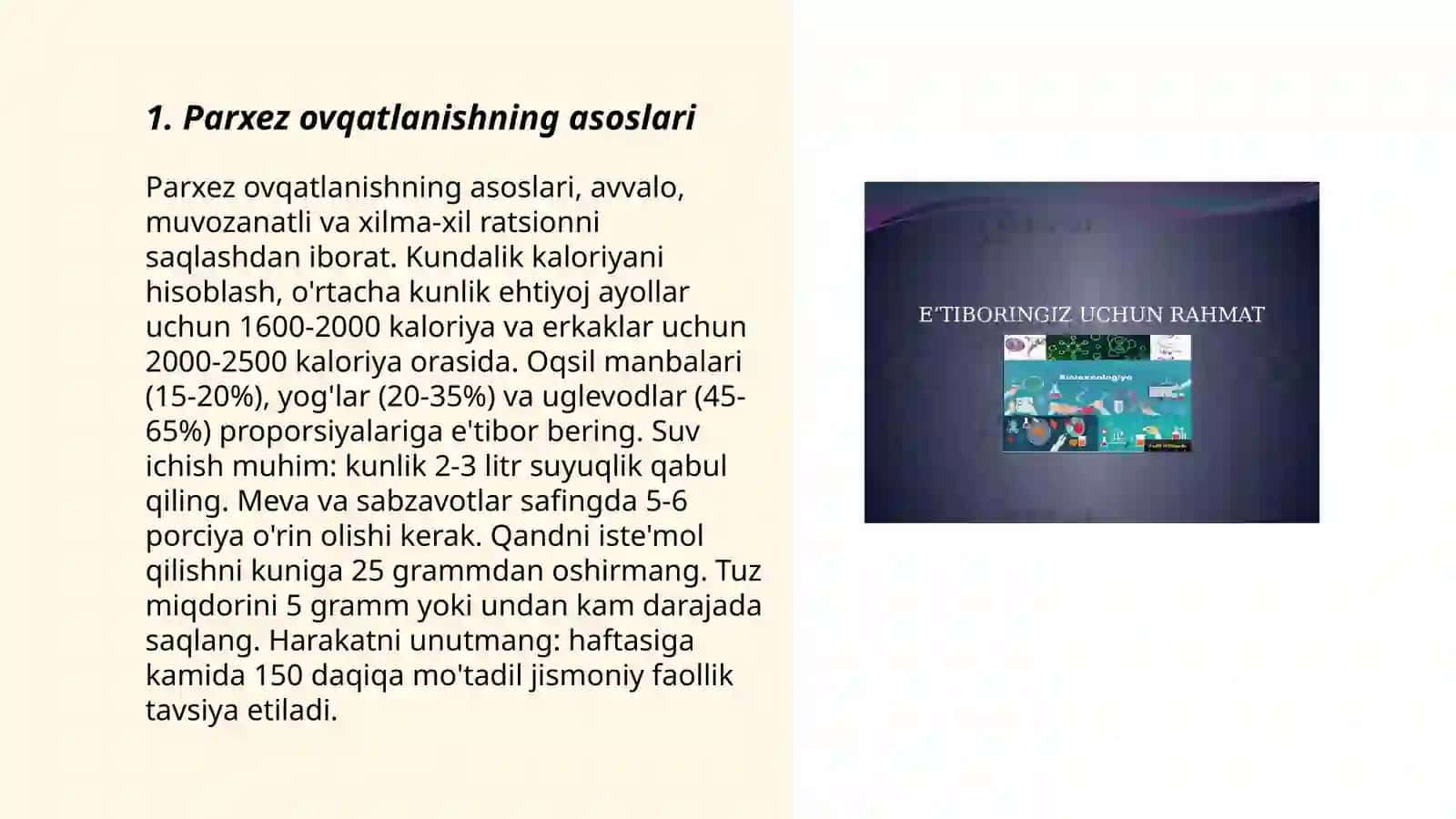 Parxez ovqatlanish. Toksikoz va eksikoz haqida tushuncha 3