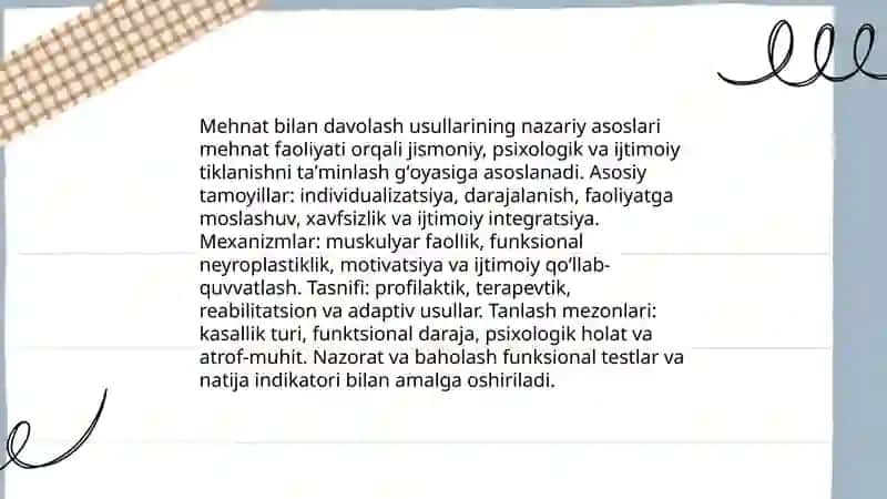 Mehnat bilan davolash usullarini qollash 3