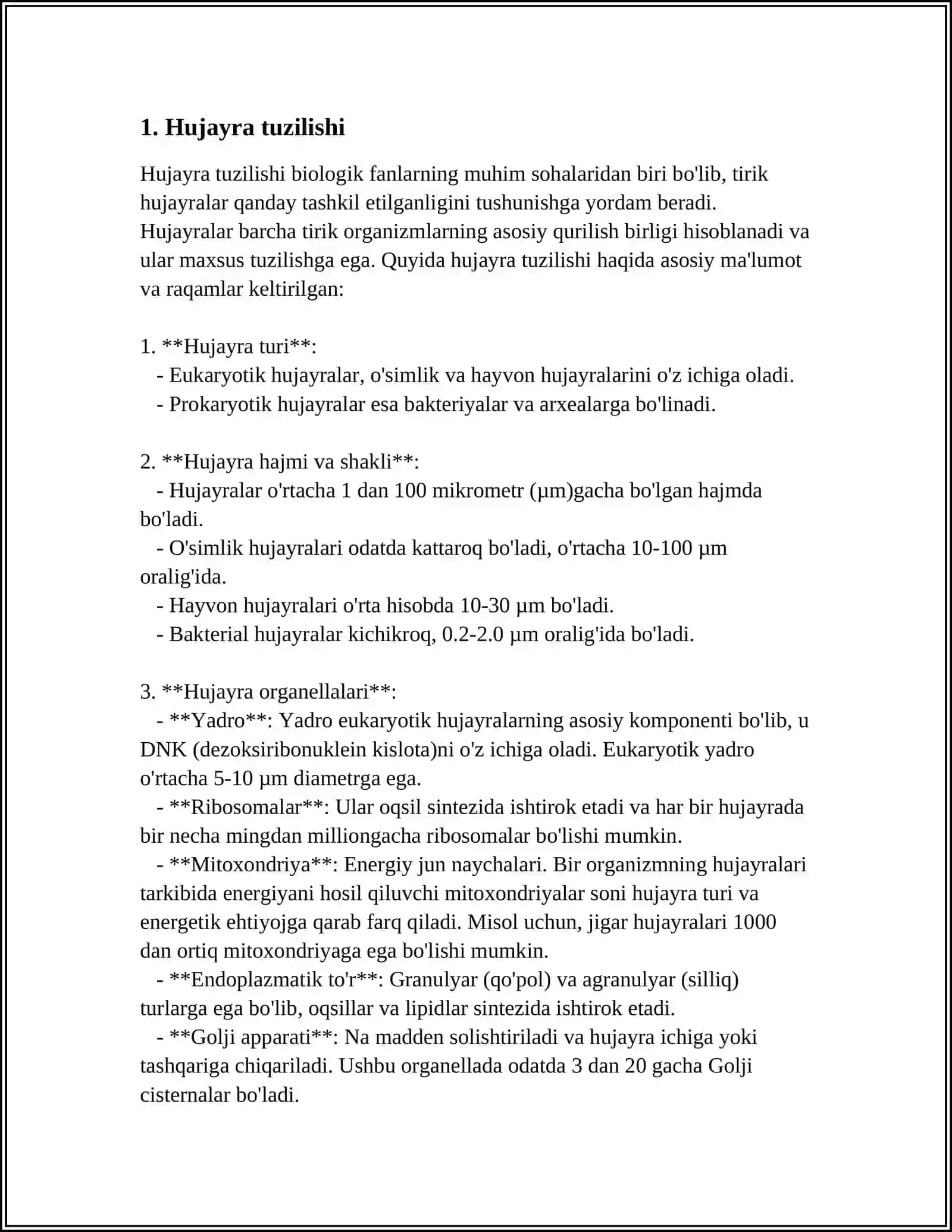 Hujayra tuzilishi 3