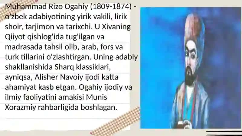 O'zbek adabiyoti tarixi fanidan tayyorlangan taqdimoti 3