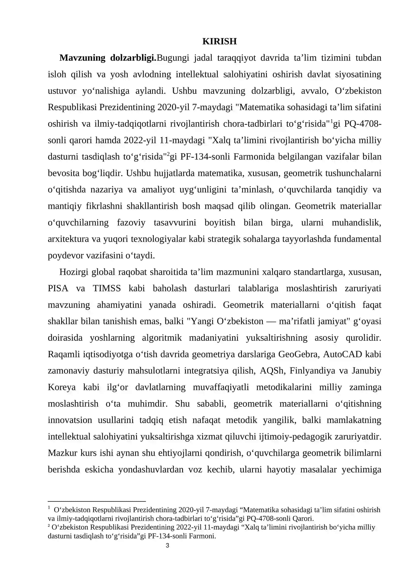 Geometrik materiallar metodikasi  KURS ISHI 3