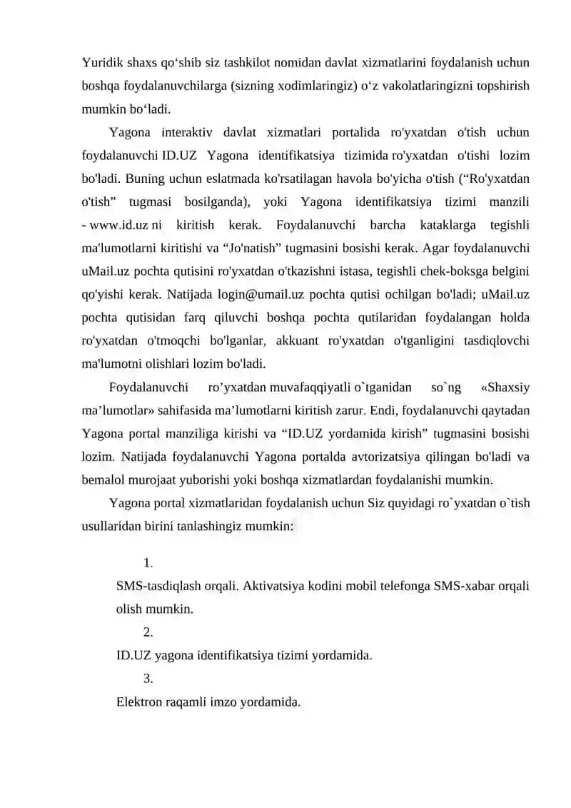 Yagona Identifikatsiya Tizimida Roʼyxatdan Oʼtish va Milliy Tarmoq Resurslaridan Foydalanish 3