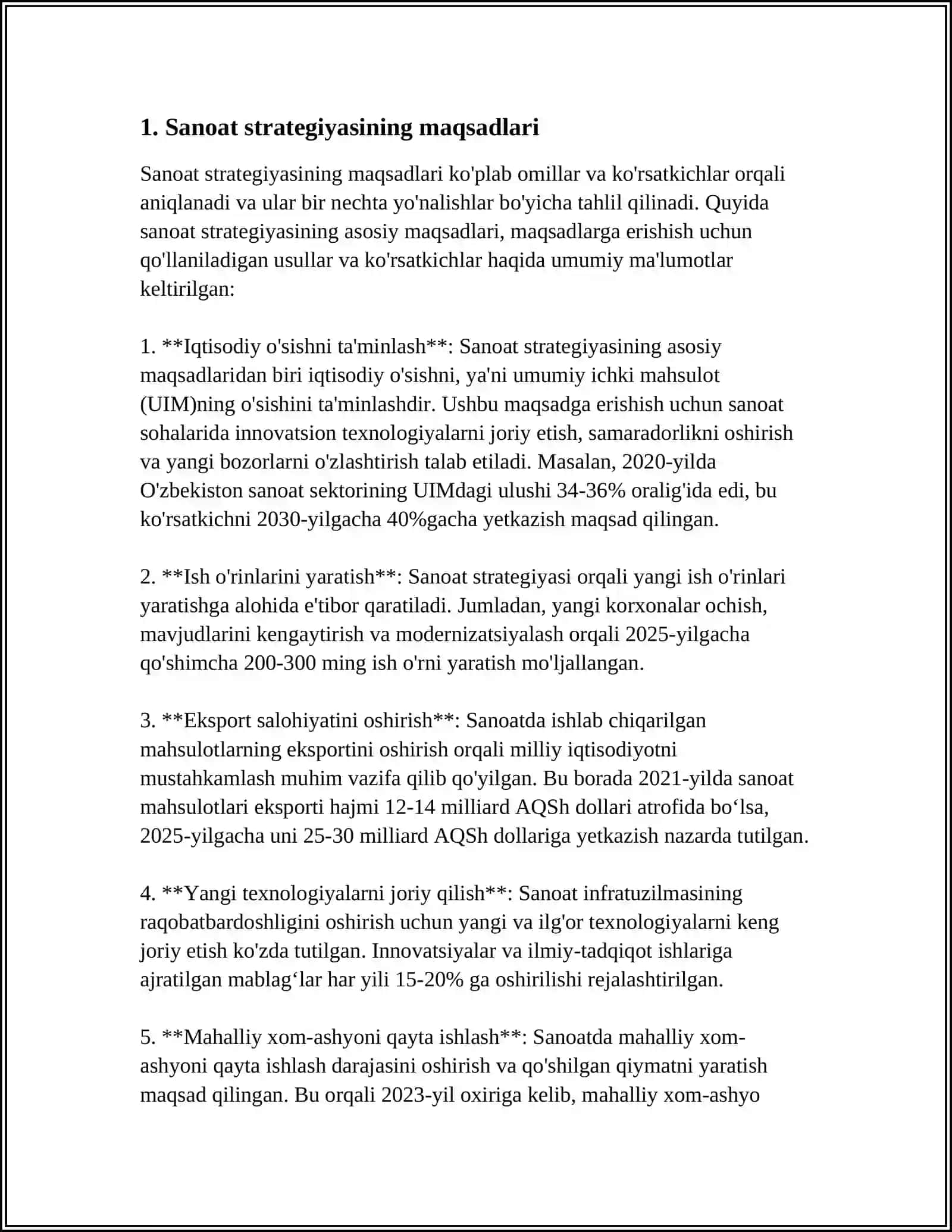 Sanoat strategiyasining tarifi va ob'ektlari 3