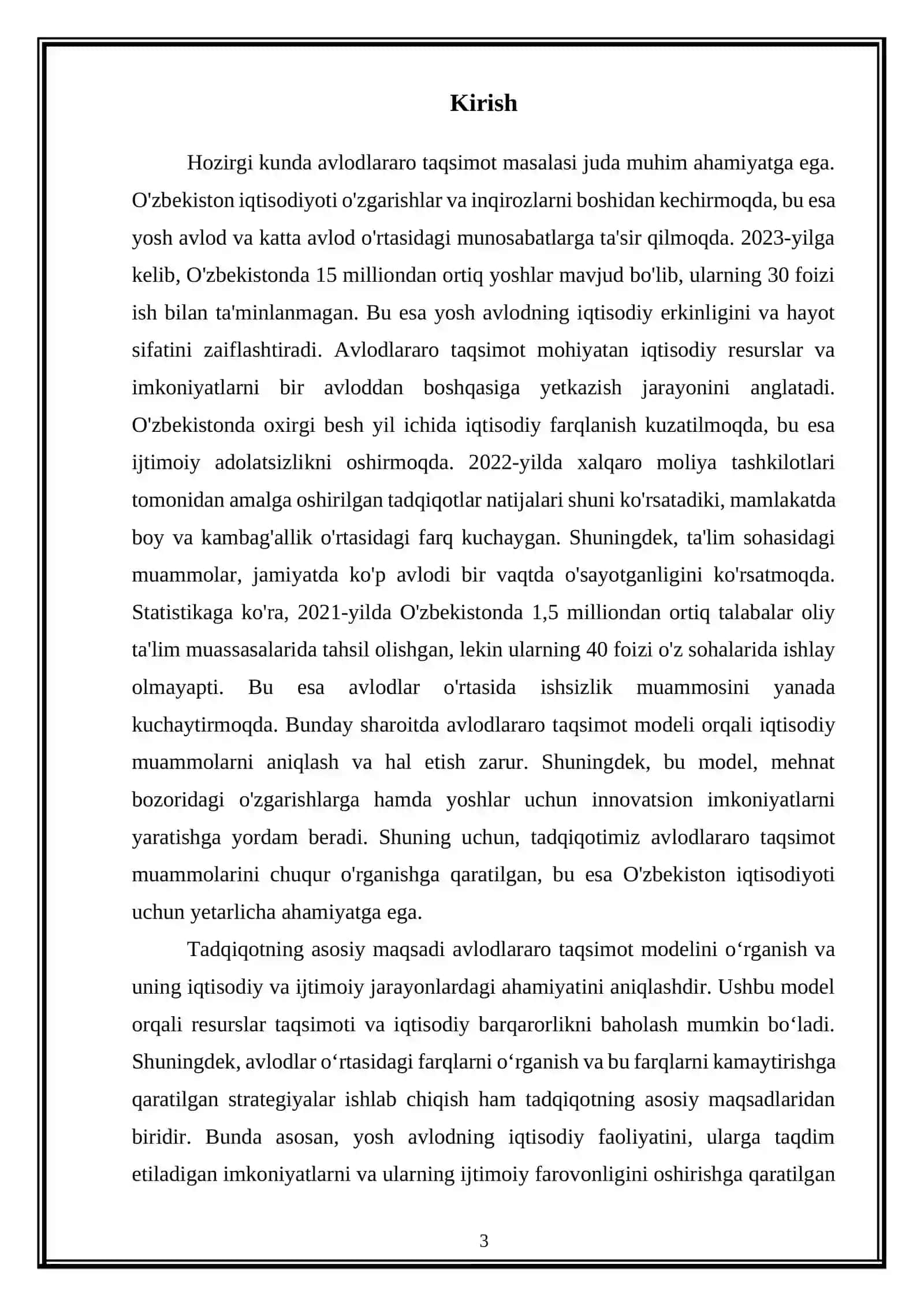 OVERLAPPING GENERATIONS MODELI VA AVLODLARARO TAQSIMOT 3