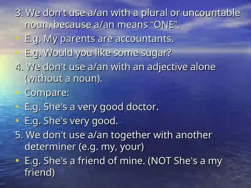 Articles (a, an,) 3