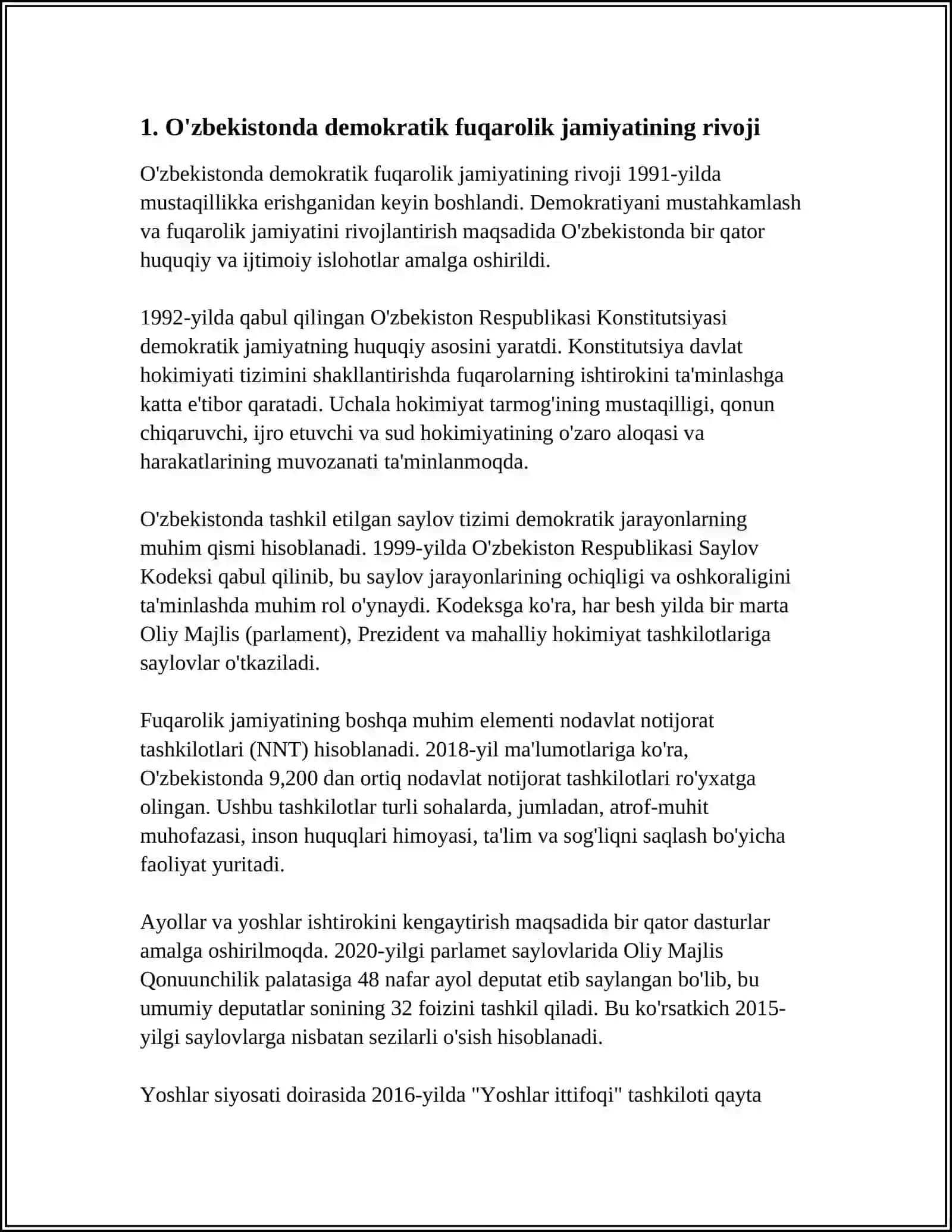 O'ZBEKISTONDA DEMOKRTIK FUQAROLIK JAMIYATI ASOSLARINING SHAKLLANISHI, AMALGA OSHIRILGAN SIYOSIY ISLOHOTLAR 3
