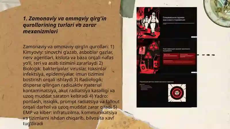 Zamonaviy va ommaviy qirĝin qurollari Aholini OQQ dan himoya qilishni tashkillashtirish 3