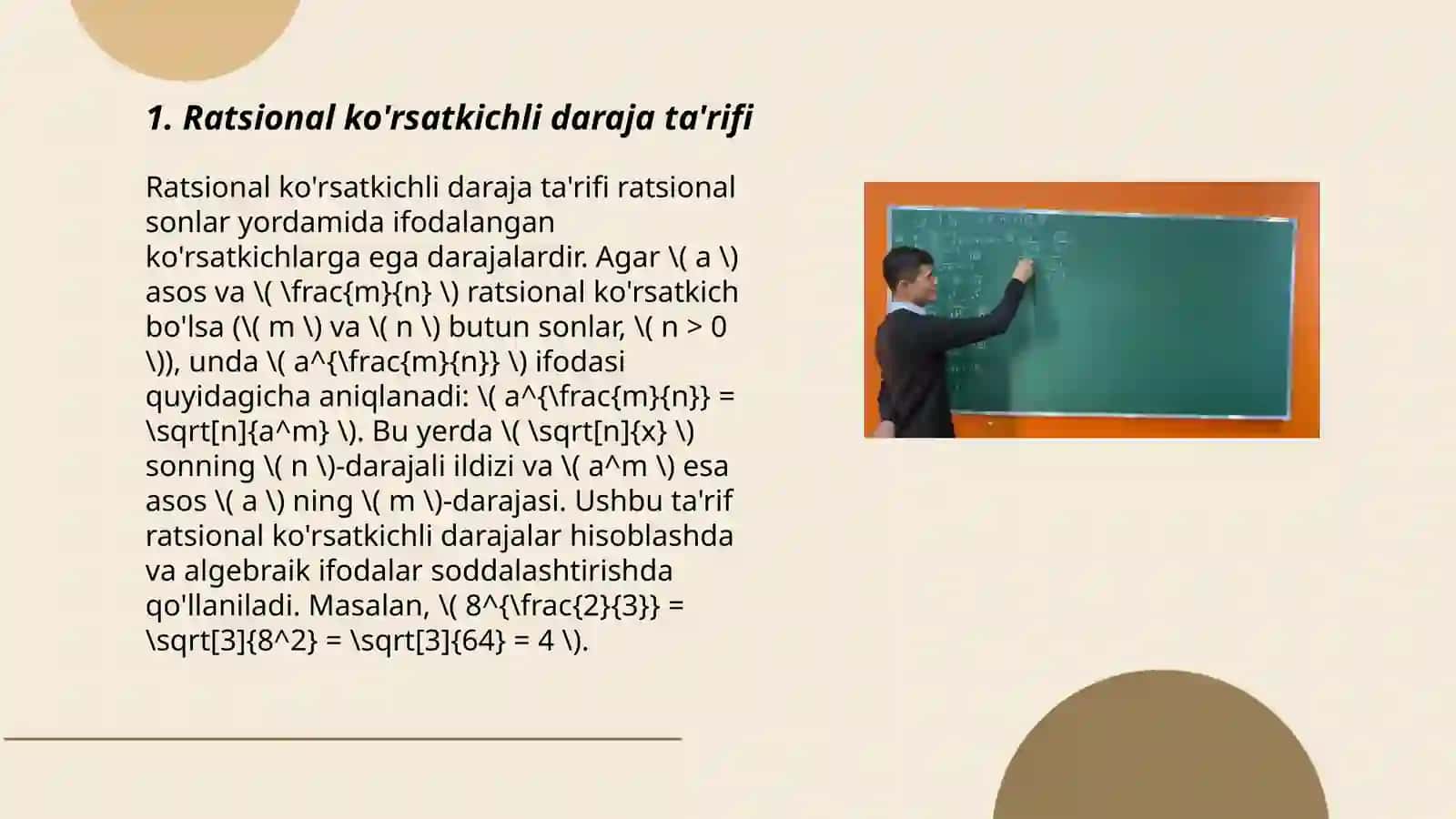 Ratsional ko'rsatkichli daraja va uning xossalari 3