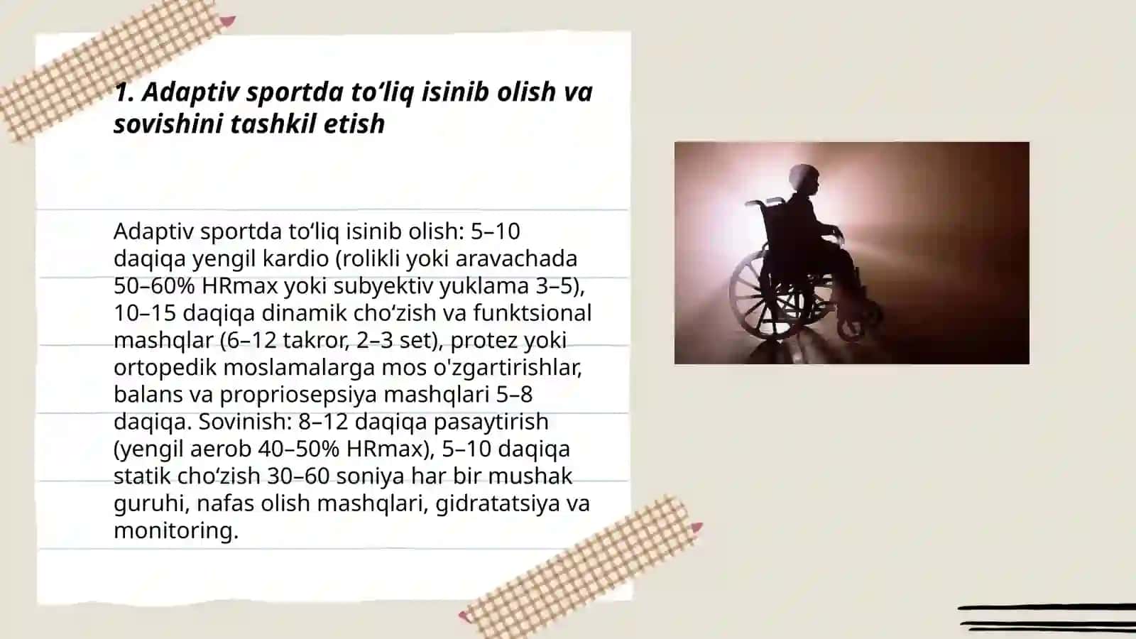 Adaptiv sportda ortiqcha charchash va jarohatlanishning oldini olish 3