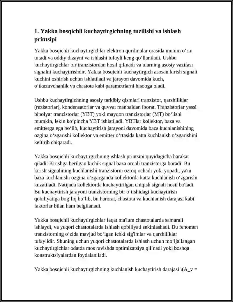 Yakka bosqichli kuchaytirgichlar 3