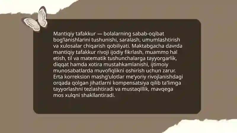 Mantiqiy Tafakkur va Korreksion Mashg'ulotlar 3