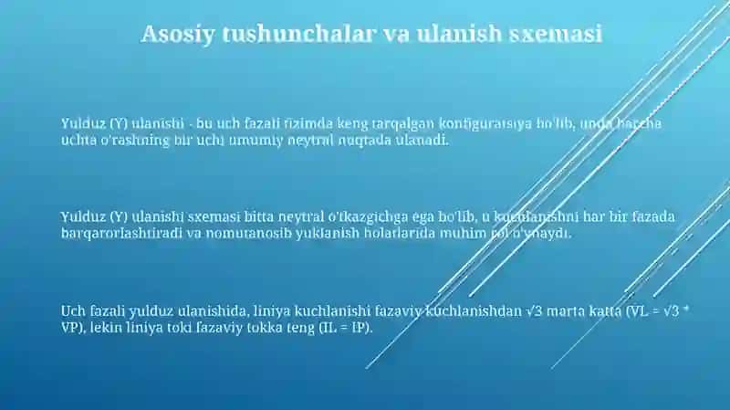 юлдуз усулида уланган уч фазали озгарувчан ток занжирлари 3