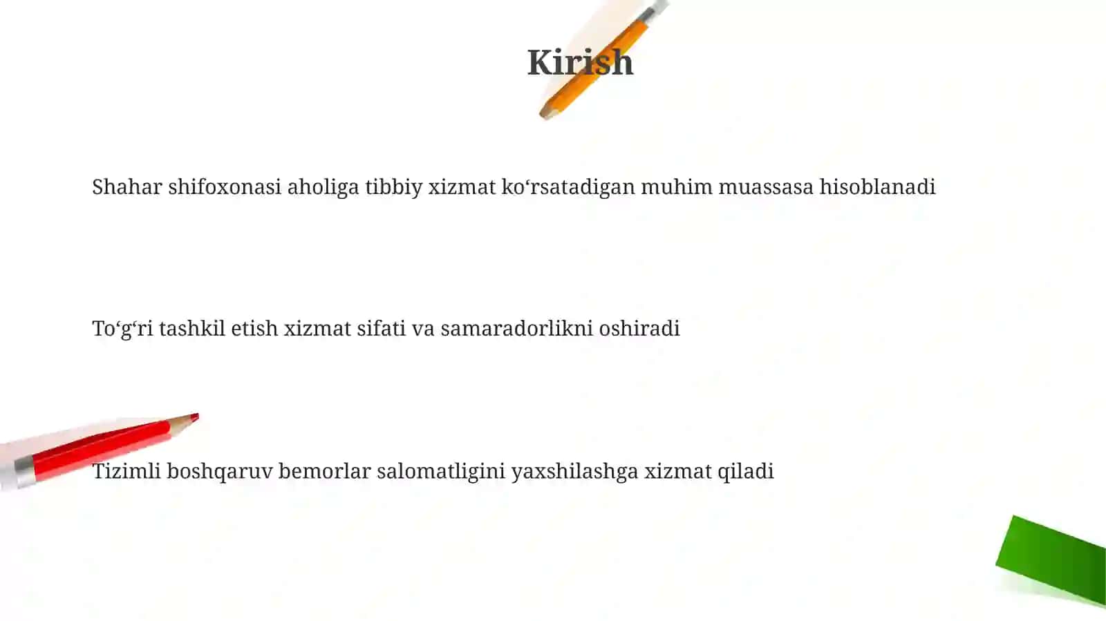 Shahar shifoxonasi ishini tashkil qilish 3