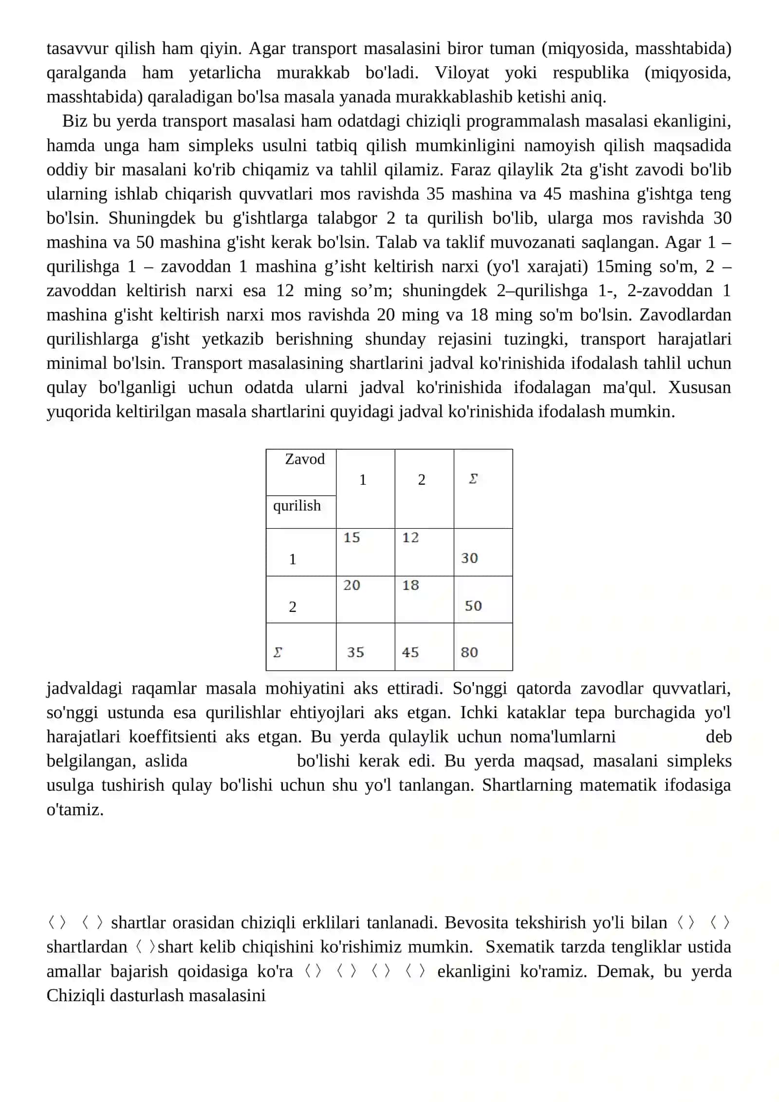 Chiziqli programmalashtirishning maxsus masalalari 3