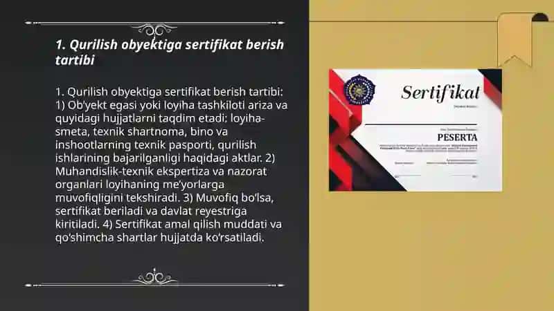 Qurilishga sertifikat berish 3