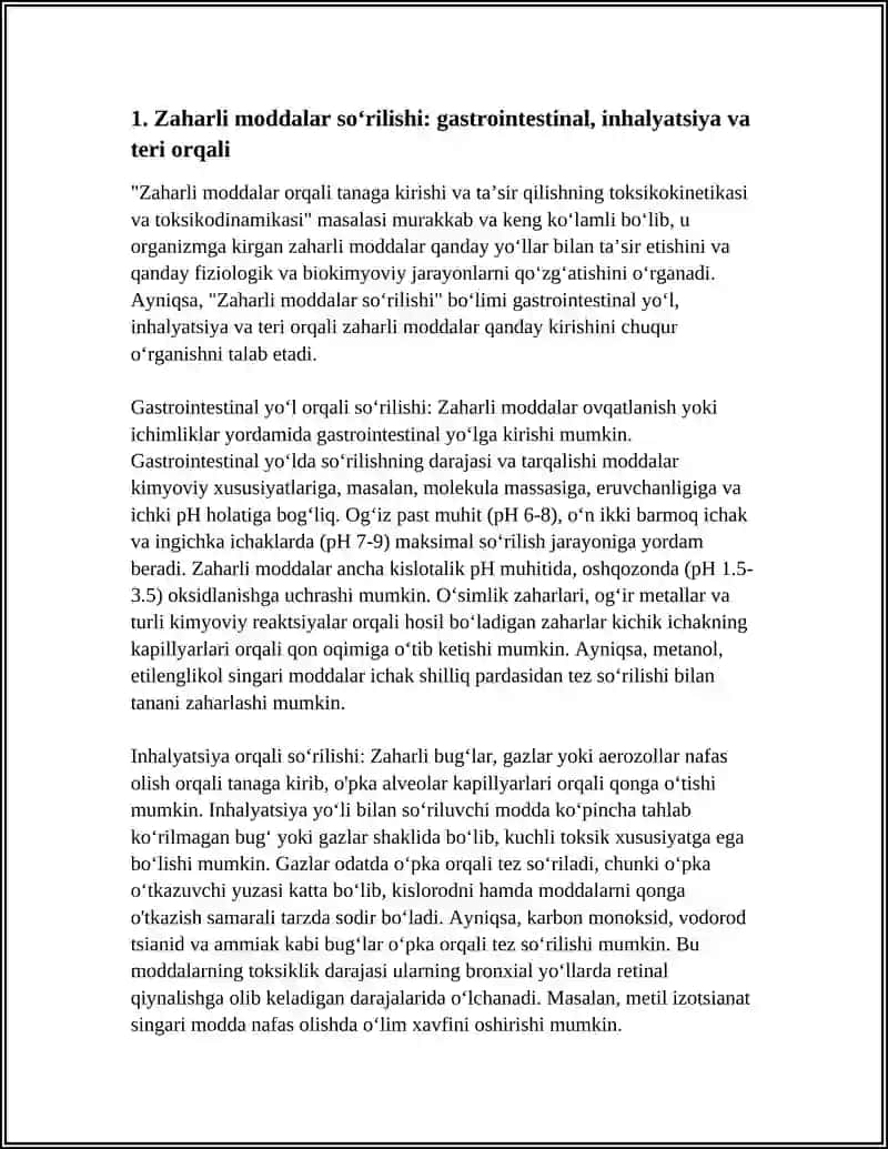 ZAHARLI MODDALARNING TOKSIKOKINETIKA VA TOKSIKODINAMIKASI 3