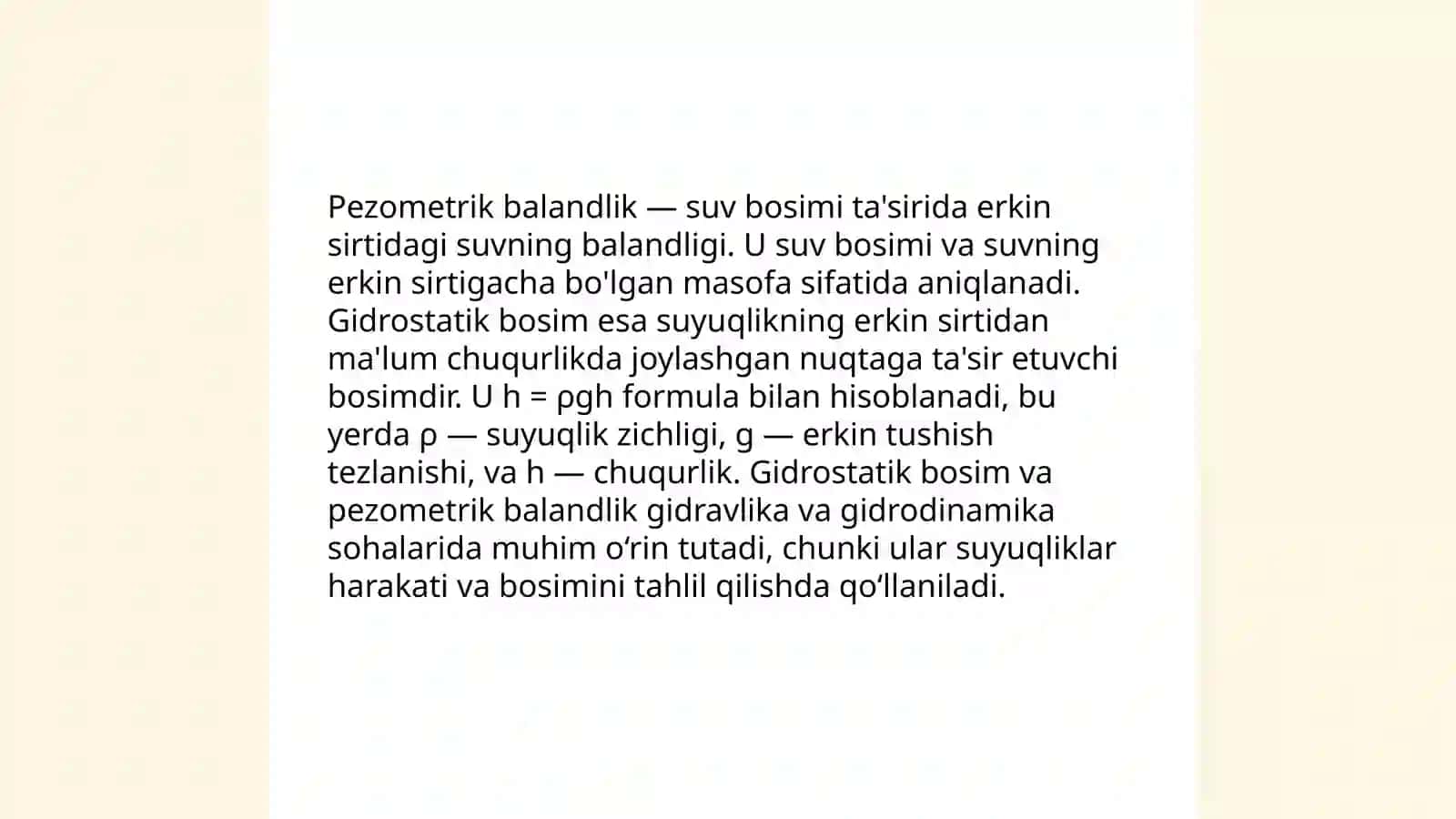 Pezometrik balandlik 3