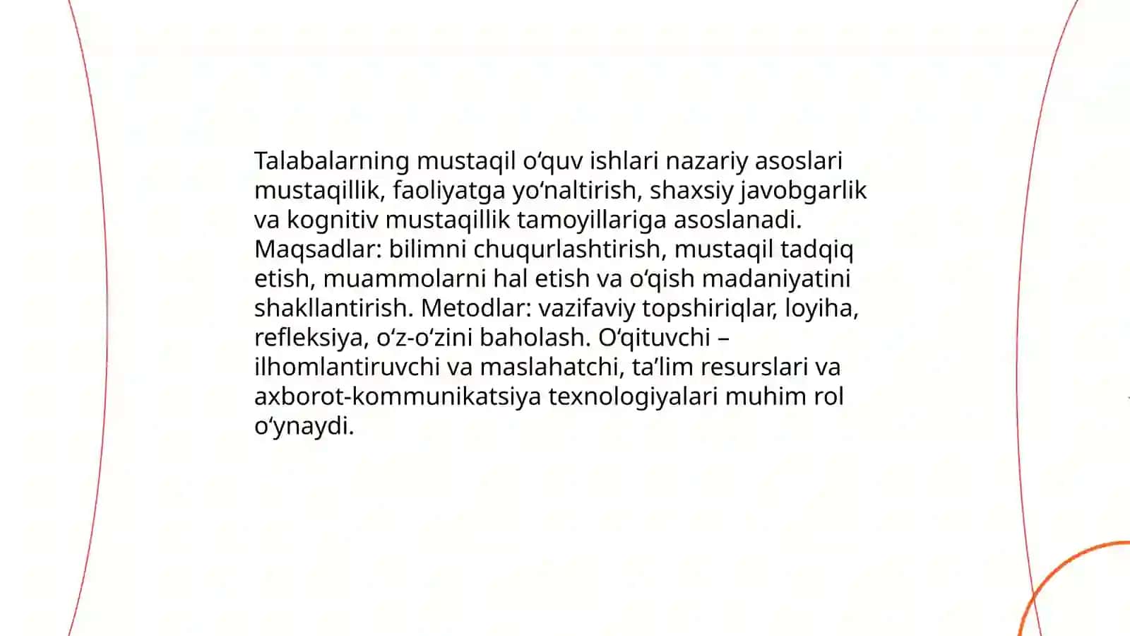 Talabalarning mustaqil o‘quv ishlarini tashkil etish 3
