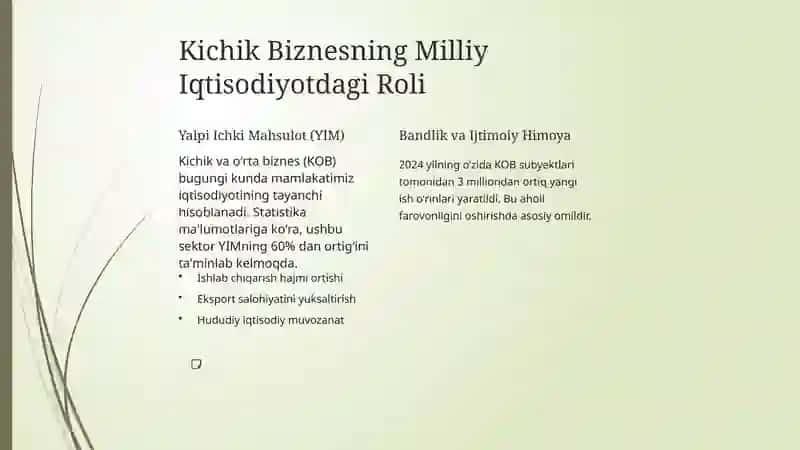 Kichik Biznes va Tadbirkorlikni Rivojlantirish 3