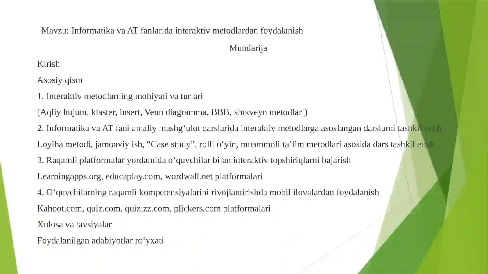 Informatika va AT fanlarida interaktiv metodlardan foydalanish 3