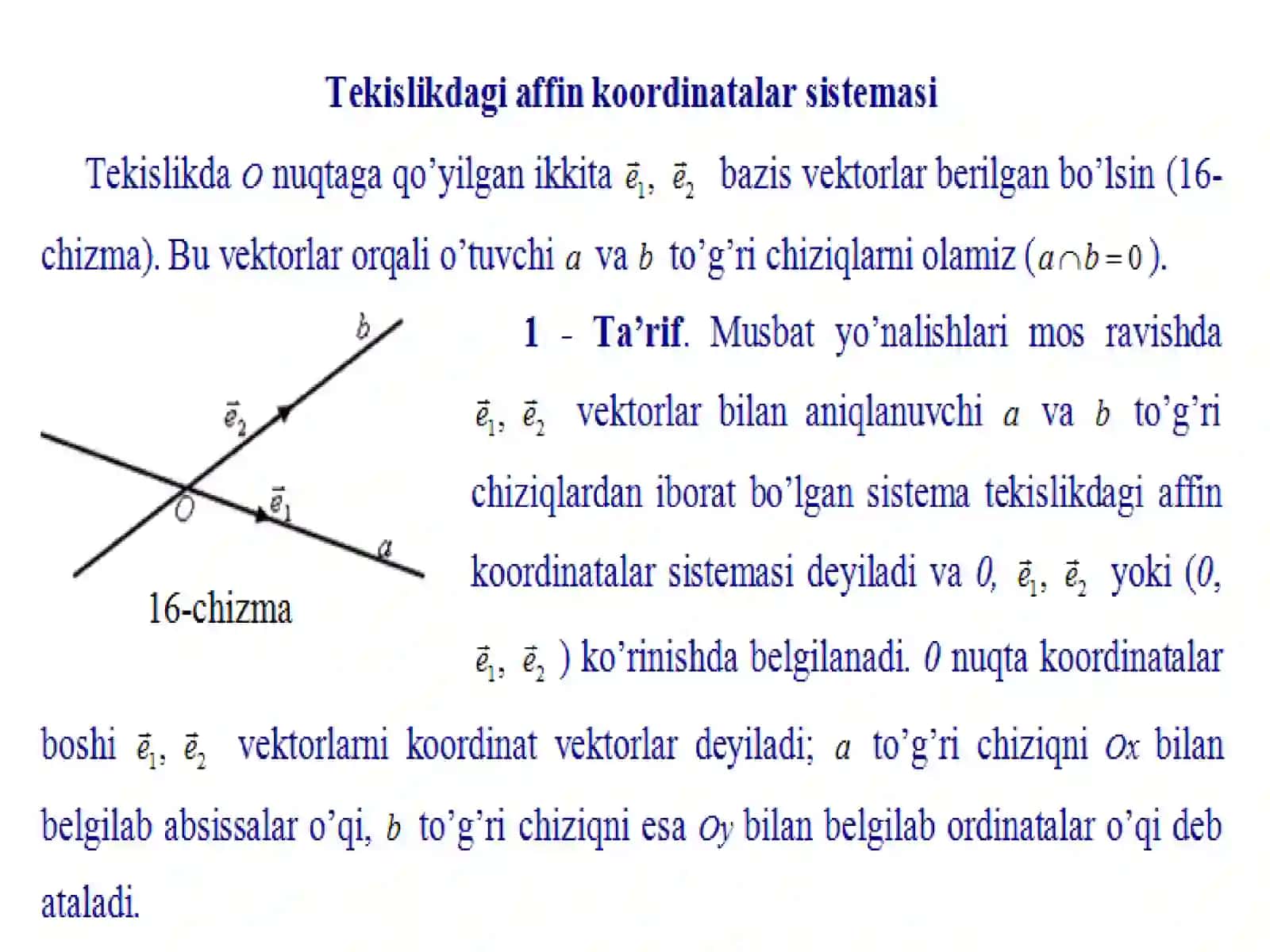 Tekislikdagi affin koordinatalar sistemasi 3