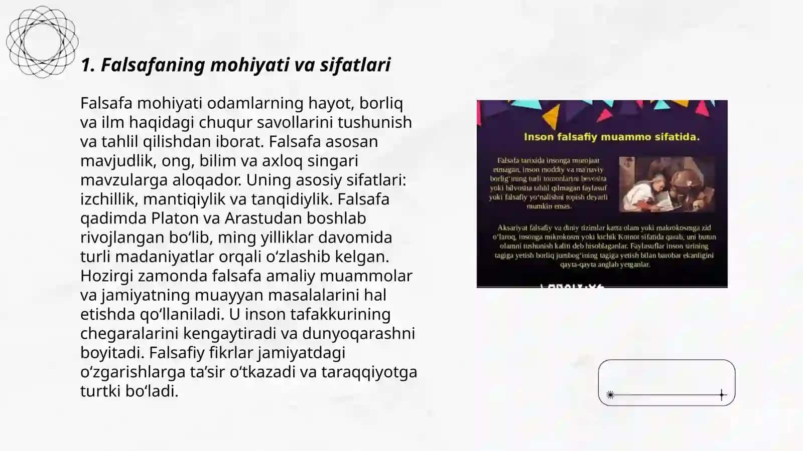 Falsafaning mohiyatiga oid Sharq va G'arb mutafakkirlari taʼriflarini tasniflash 3