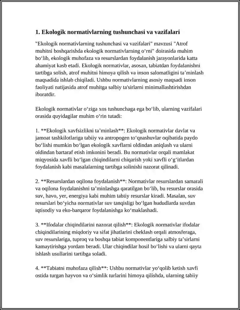 Ekologik normativlarning tushunchasi va vazifalari 3