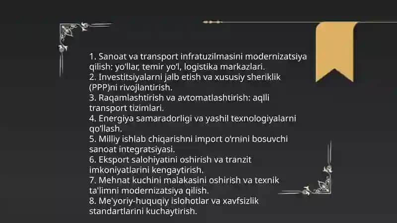 Davlatning sanoat ba transportini rivojlantirish bóyicha iqtisodiy siyosat 3