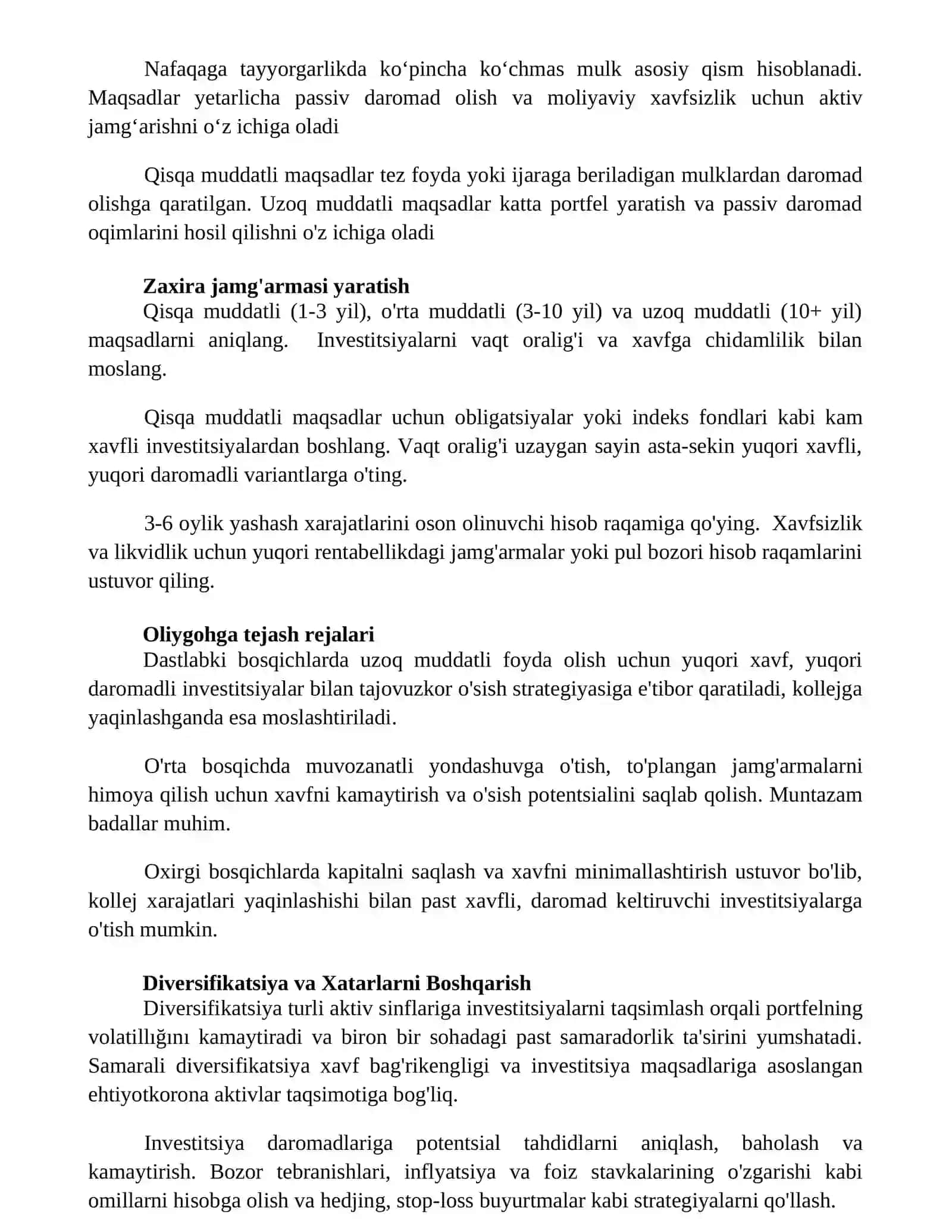 Investitsiyalash maqsadlari va bosqichlari 3
