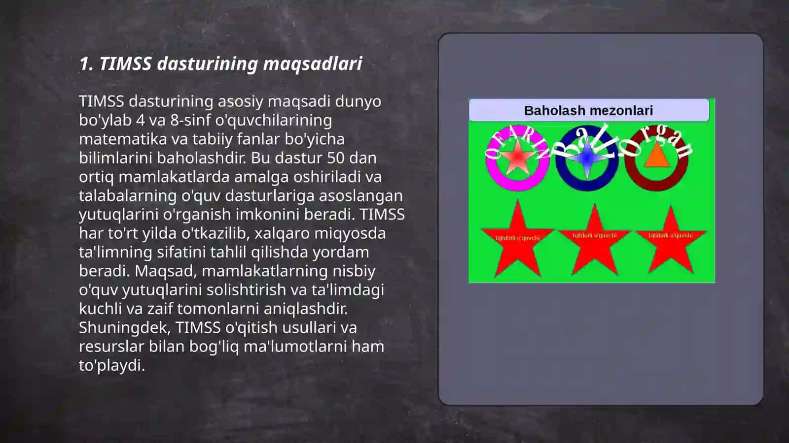 TIMMS BAHOLASH DASTURI 3