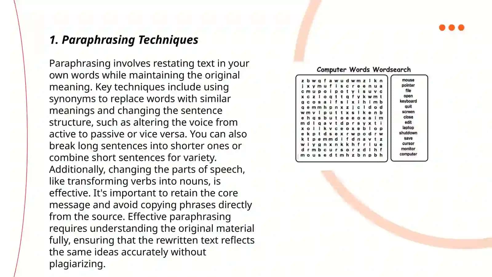 Paraphrasing Techniques 3