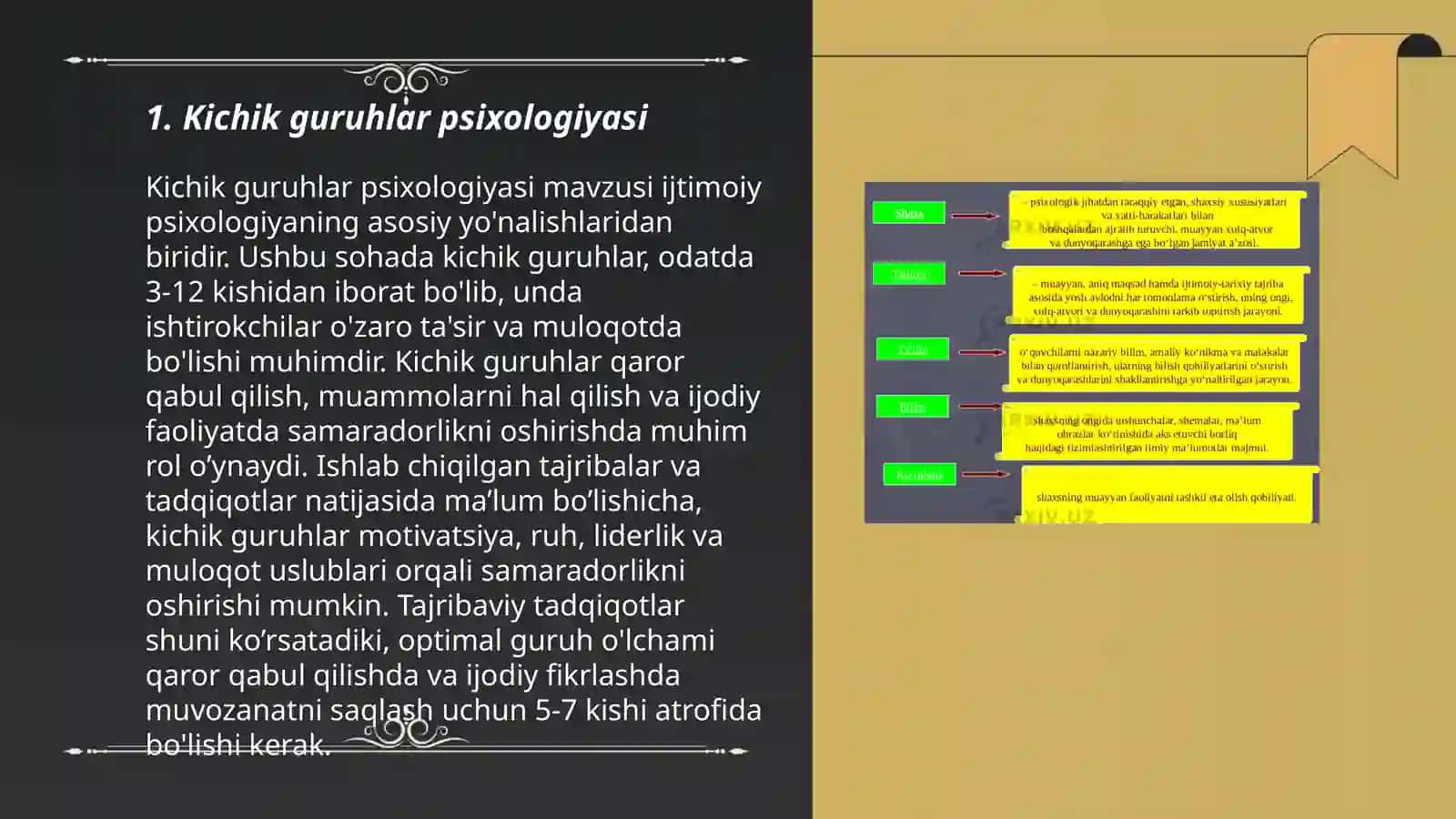 Kichik guruhning psixologik jamoa sifatida rivojlanishi mavzusida slayd 3