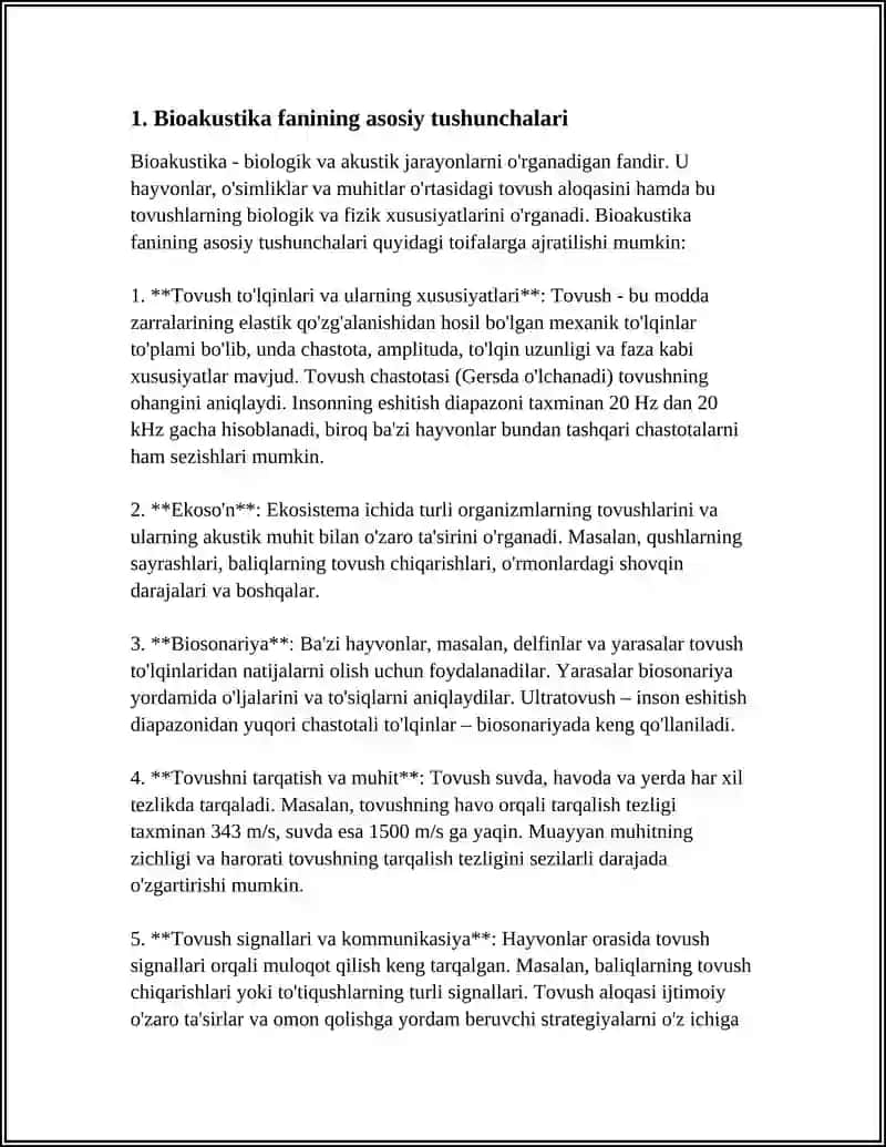 BIOAKUSTIKA FANI TOʻGʻRISIDA TUSHUNCHA. AKUSTIK TAʼSSUROTLAR VA TOVUSH CHIQARADIGAN JONIVORLAR 3