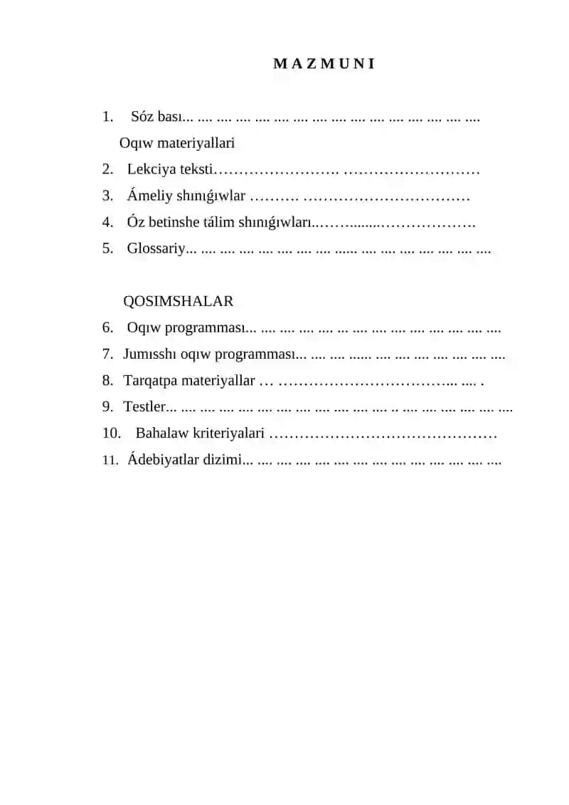 AWIL XOJALIG’I KARTOGRAFIYASI páninen O’QÍW-METODIKALÍQ KOMPLEKS 3