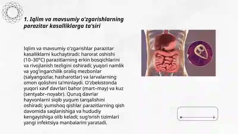 O'zbekistonda sodda hayvonlar keltirib chiqaruvchi parazitar kasalliklarning tarqalishining sabablari va omillari 3